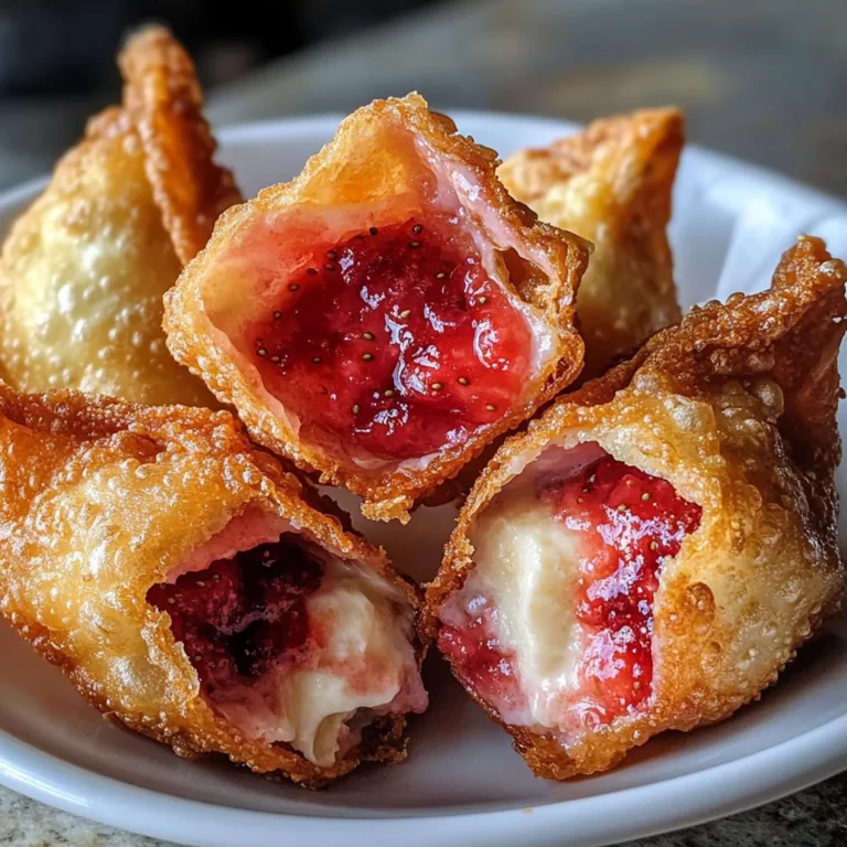 Deep-Fried Strawberry Cheesecake Wontons