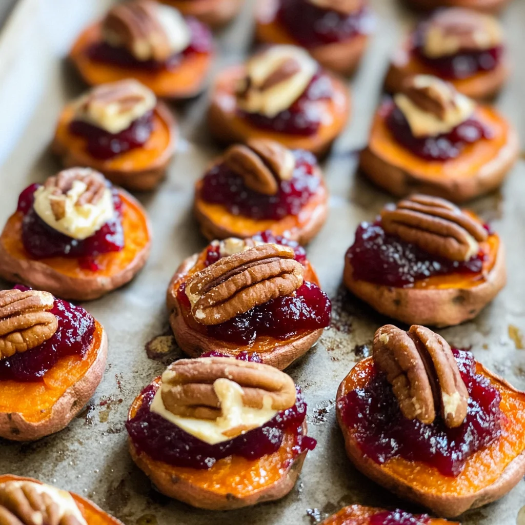 Sweet Potato Bites with Cranberry Sauce and Brie