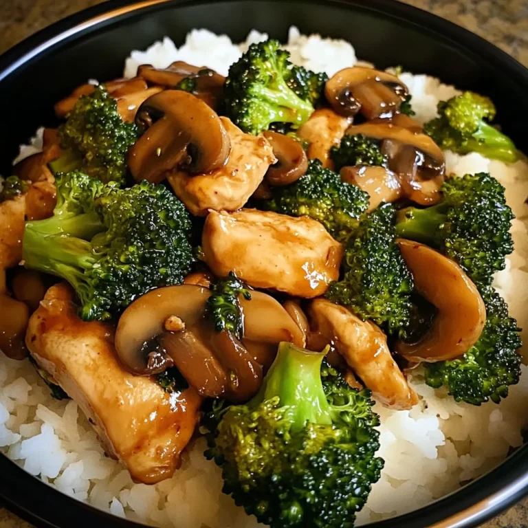 Chicken, Broccoli & Mushroom Stir-Fry with Steamed Rice