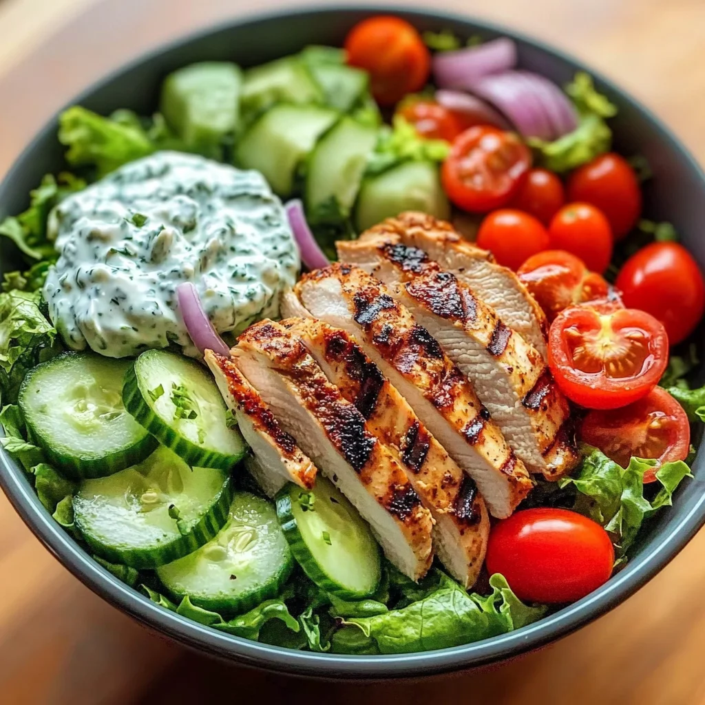 Greek Chicken Salad Bowl with Tzatziki