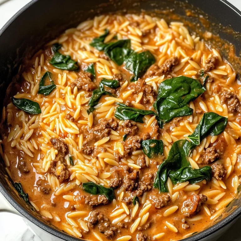 Hearty Ground Beef Orzo with Tomato Cream Sauce