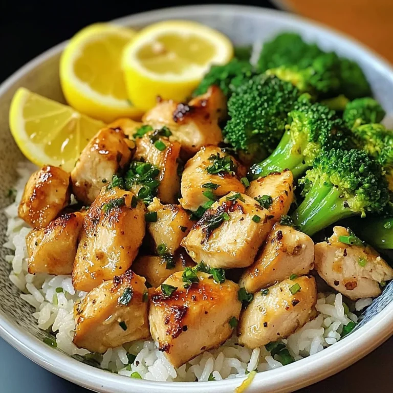 Lemon Garlic Chicken Bowl with Broccoli & Jasmine Rice