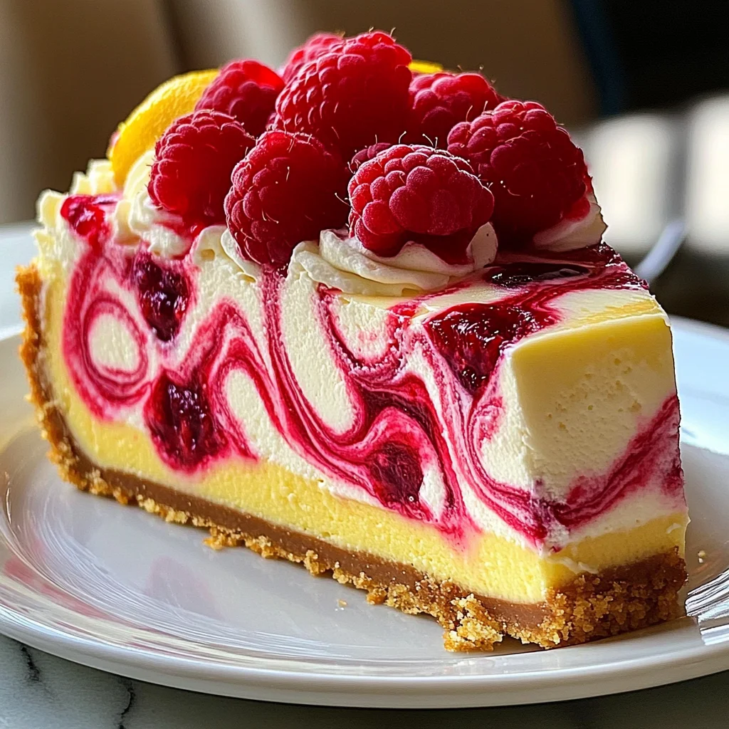 Luscious Lemon Raspberry Swirl Cheesecake