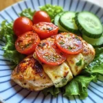 Tomato & Cheese Stuffed Chicken Breast with Cucumber-Tomato Salad