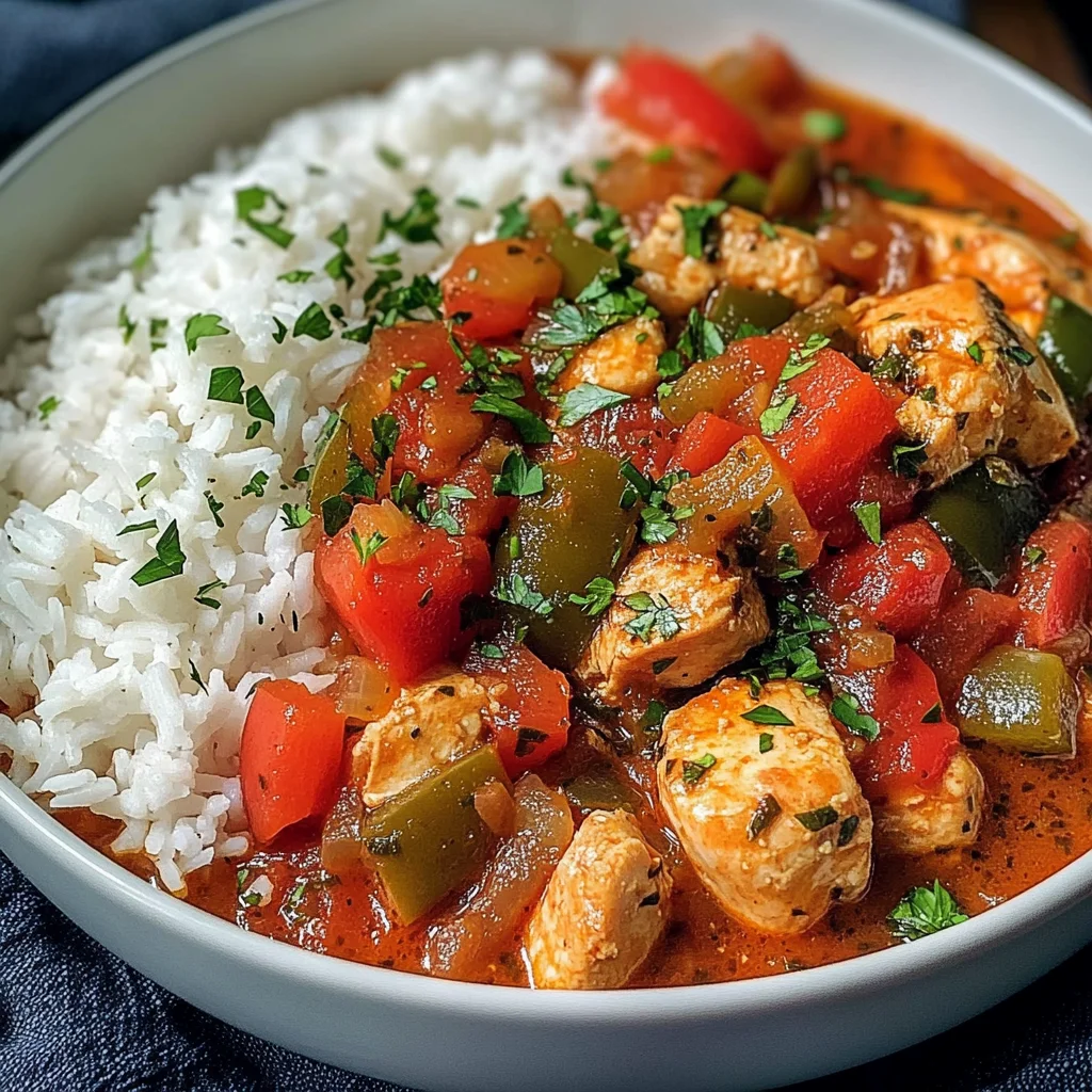 Tomato & Herb Chicken Stew with Fluffy Rice